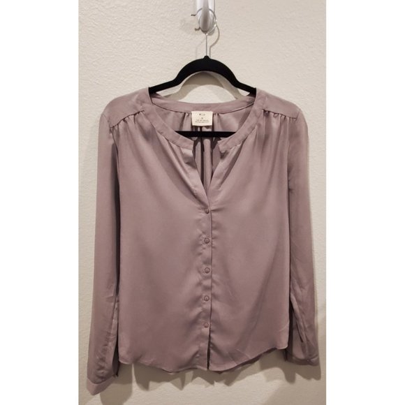 Pins & Needles Tops - PINS AND NEEDLES Metallic Grey Long Sleeve Blouse